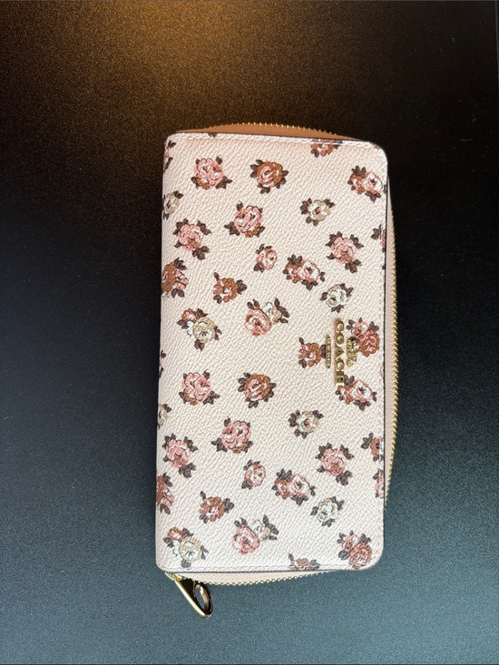 Coach Accessories - COACH Pink Floral Zip Wallet with Gold Hardware